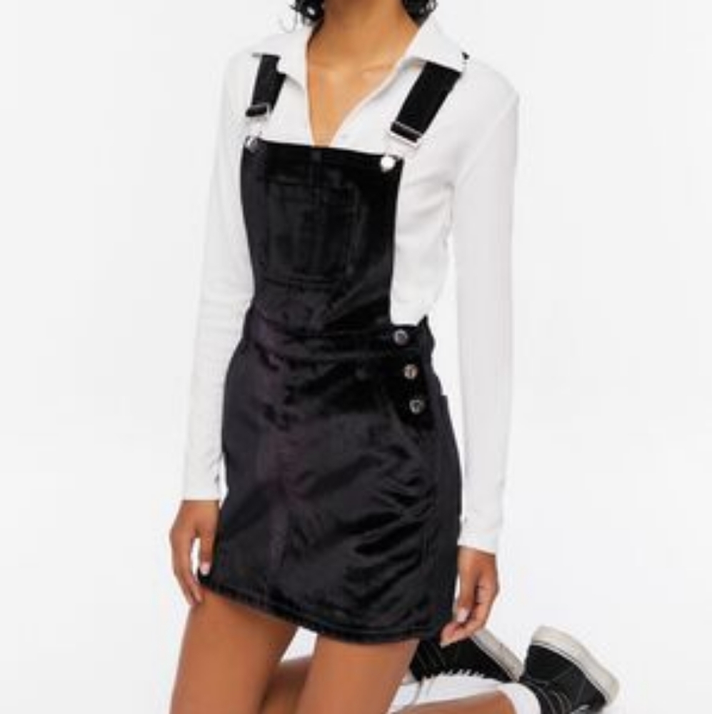 Velvet Overall / Pinafore Dress L